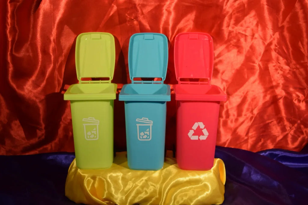 SET OF THREE (3) MINI TRASH CAN DECOR