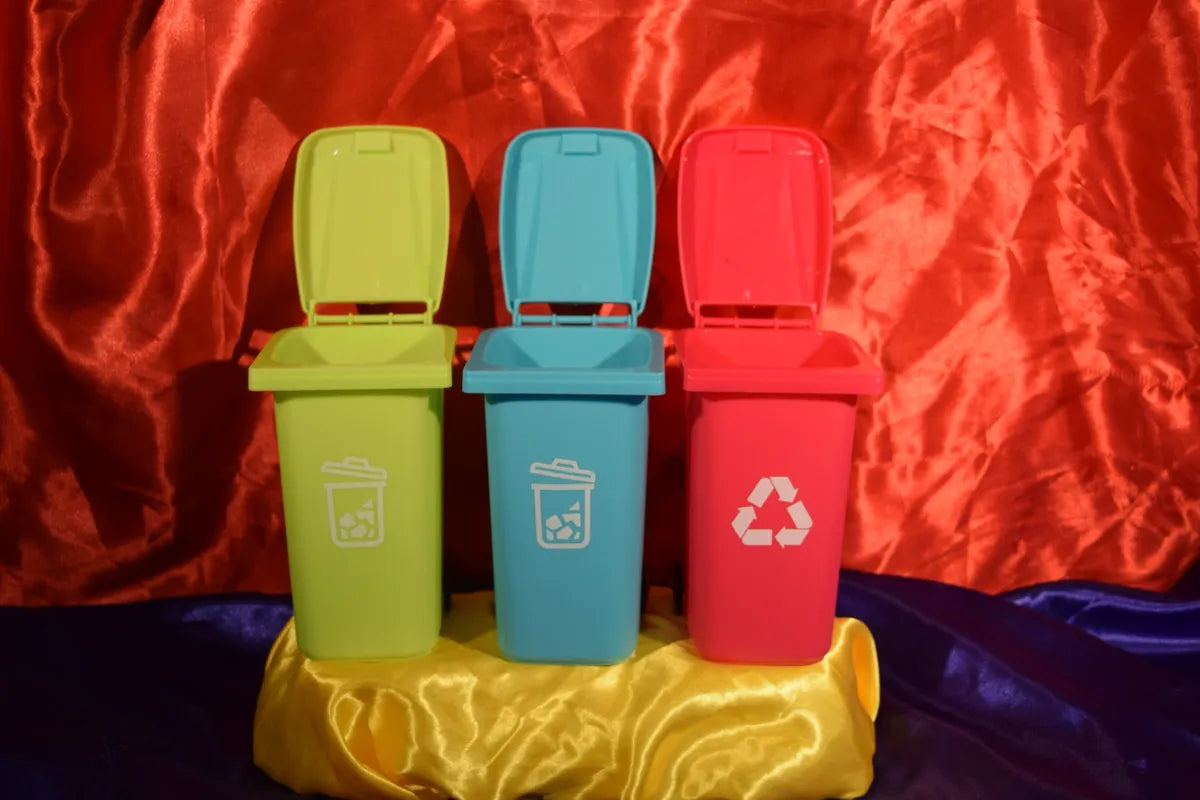 SET OF THREE (3) MINI TRASH CAN DECOR