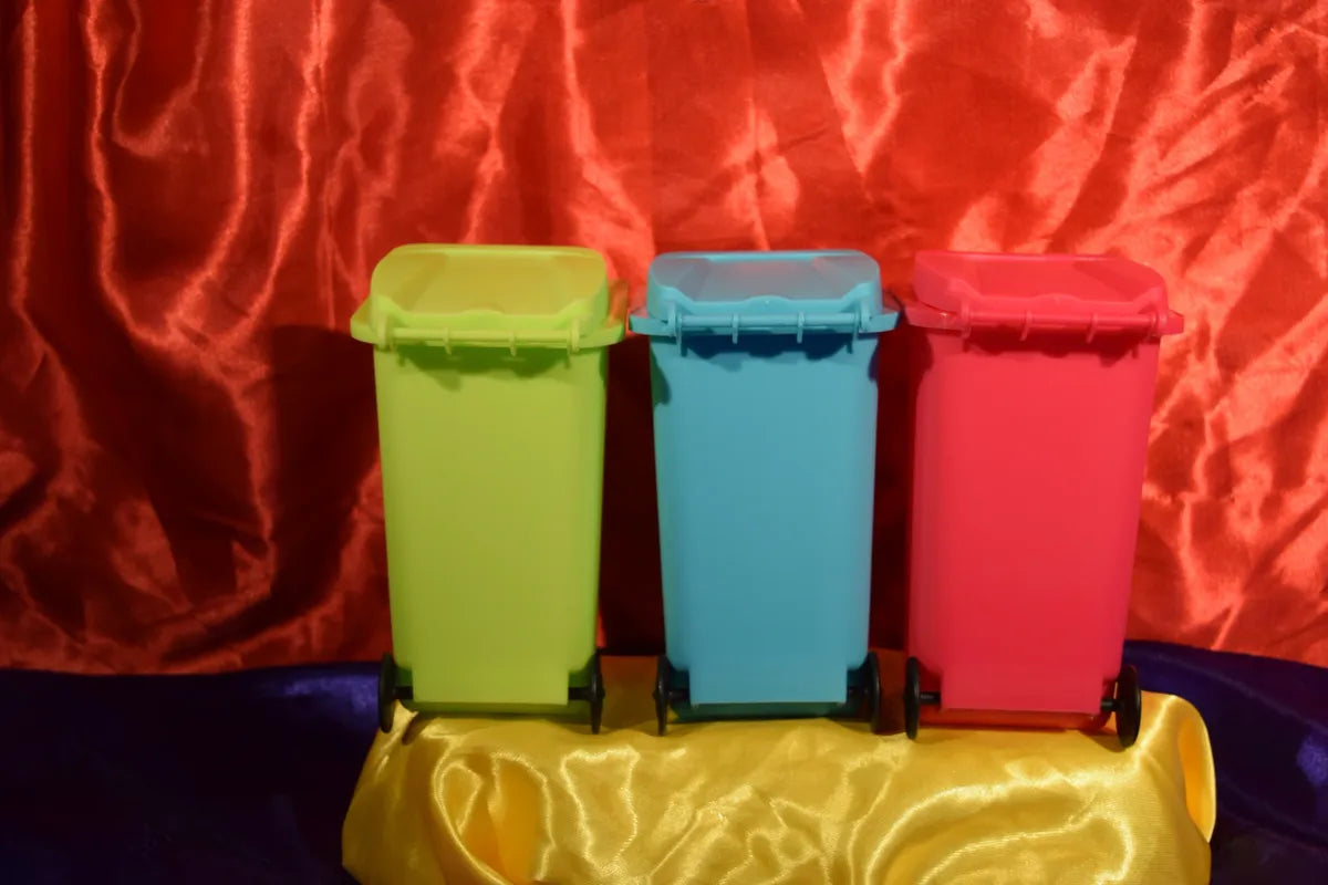SET OF THREE (3) MINI TRASH CAN DECOR