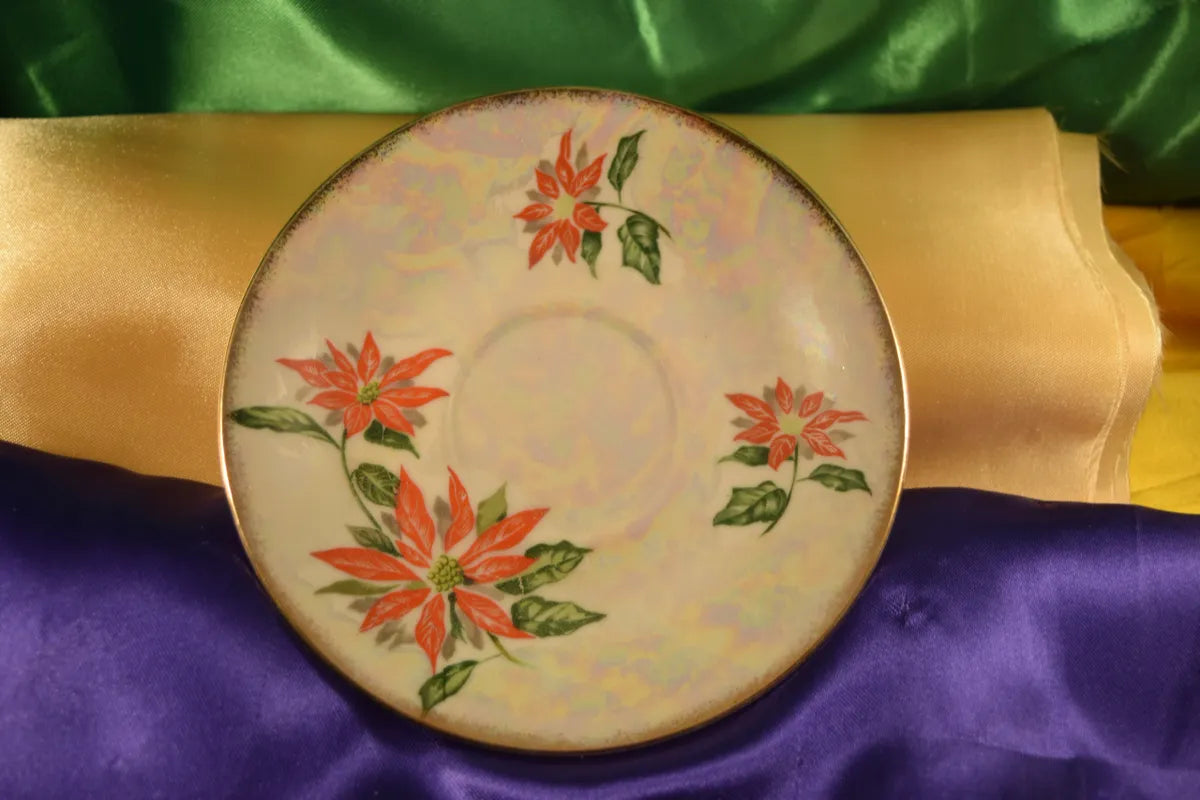 Ucagco :December Poinsettia" tea cup set japan