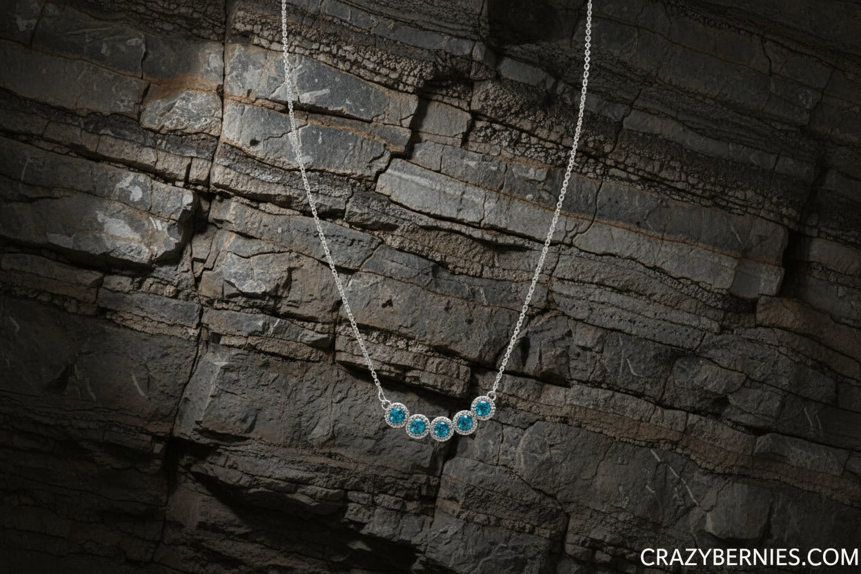 silver plated glass stone necklace 20'