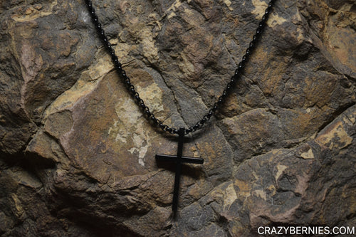 Black Alloy Cross Necklace