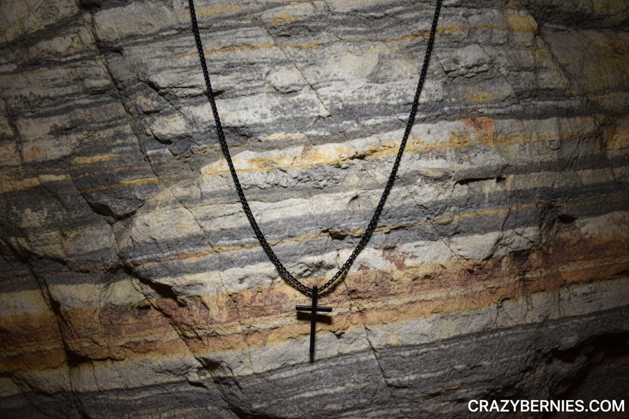 Black Alloy Cross Necklace
