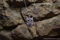 classic gold tone and rhinestone owl pendant