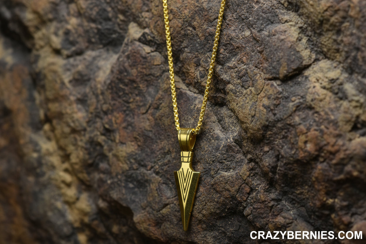 Deyros Gold Colored Alloy Arrow Necklace